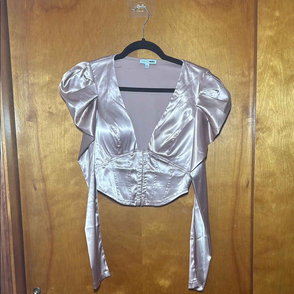 Elegant Satin Puff Sleeve Top